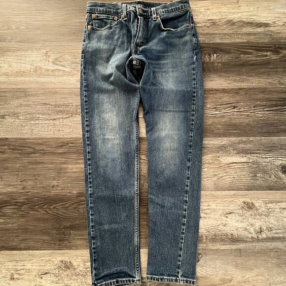 Levis 512 Dark Wash Faded Blue Mens 31x31 Slim Fit Tapered Denim Jeans Red Tab - Picture 1 of 14